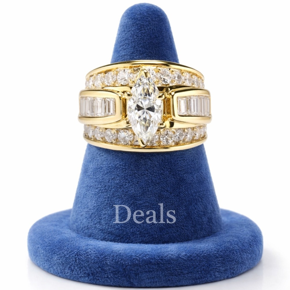 YELLOWGOLD BRIDAL WEDDING RING - Picture 5 of 13